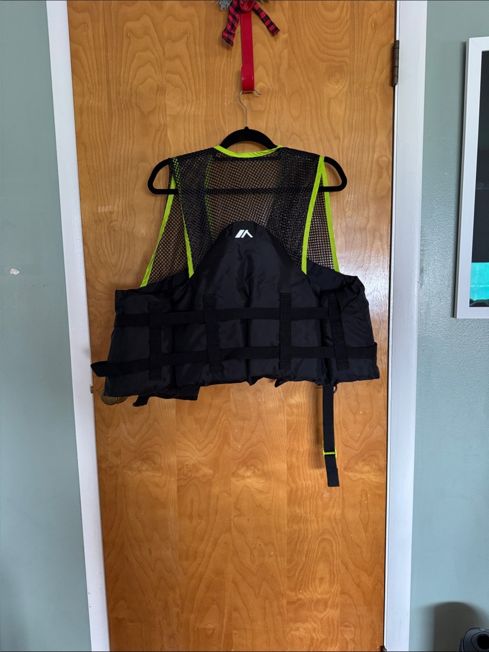 Que Black Swim Vest with Neon Green Trim
